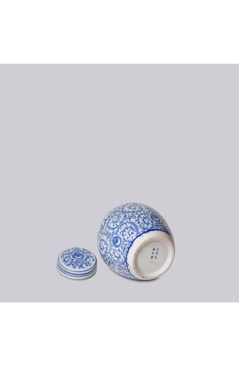 Cobalt Guild Porcelain Scrolling Peony Round Jar, Alternate, color, Blue + White