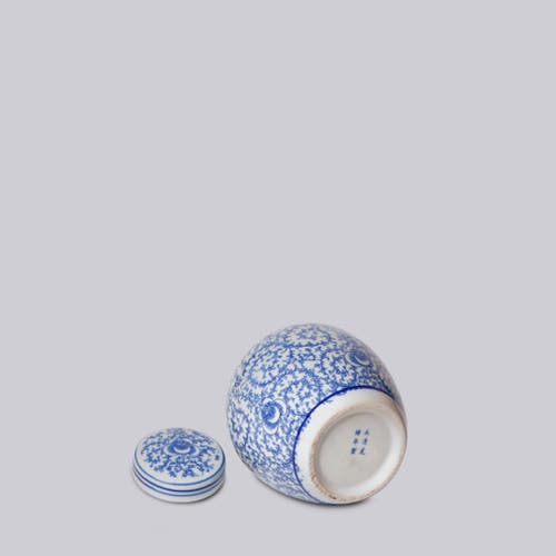 Cobalt Guild Porcelain Scrolling Peony Round Jar