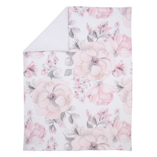 Lambs & Ivy Botanical Baby Watercolor Floral Fleece Baby Blanket In Pink