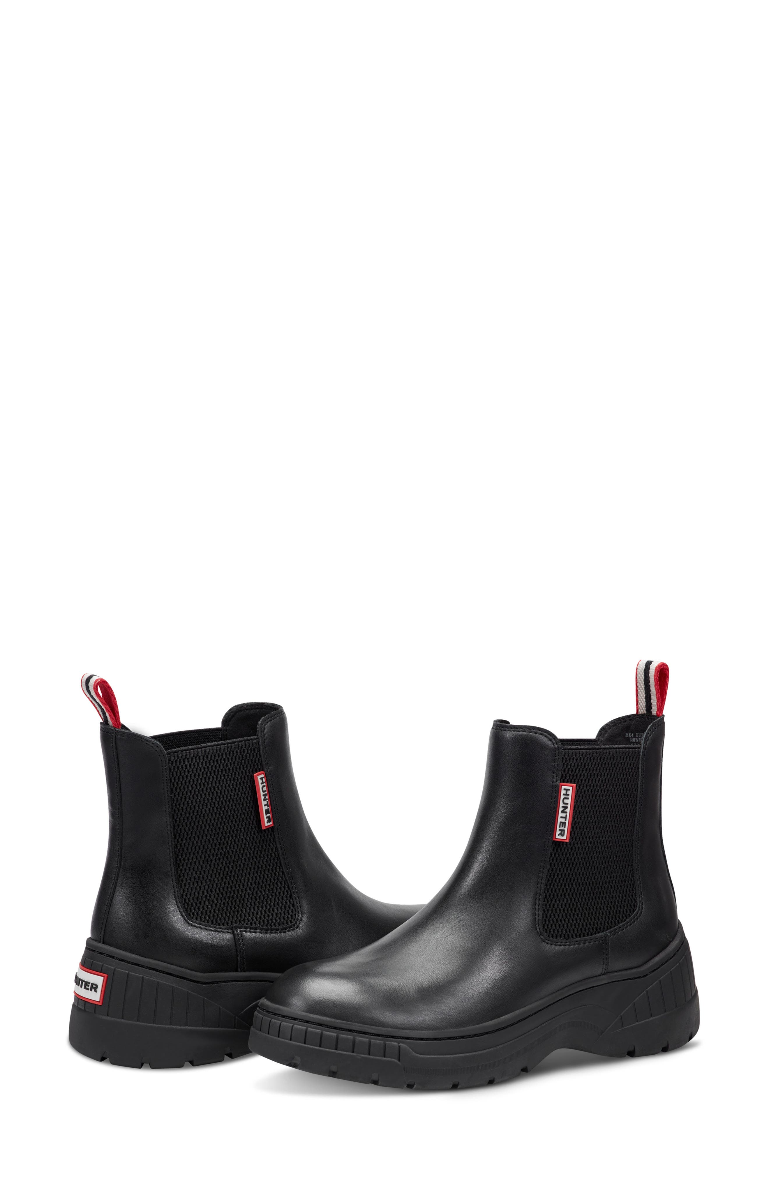 Hunter Neveah Slip-On Waterproof Chelsea Bootie, Alternate, color, Black/Black/Signature