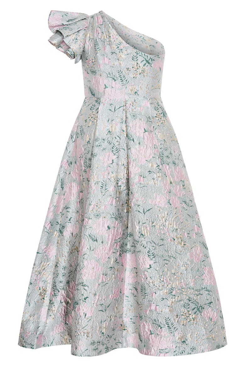 Enchanting Metallic Puff Sleeve One-Shoulder Gown, Alternate, color, SECRET GARDEN