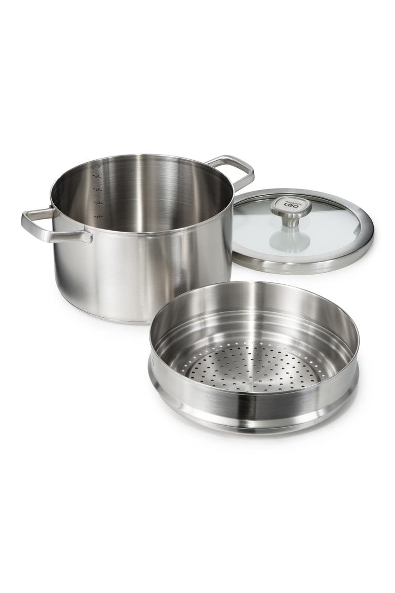 Graphite 3-Piece Recycled Stainless Steel Stockpotck & Steamer Set, Main, color, SILVER