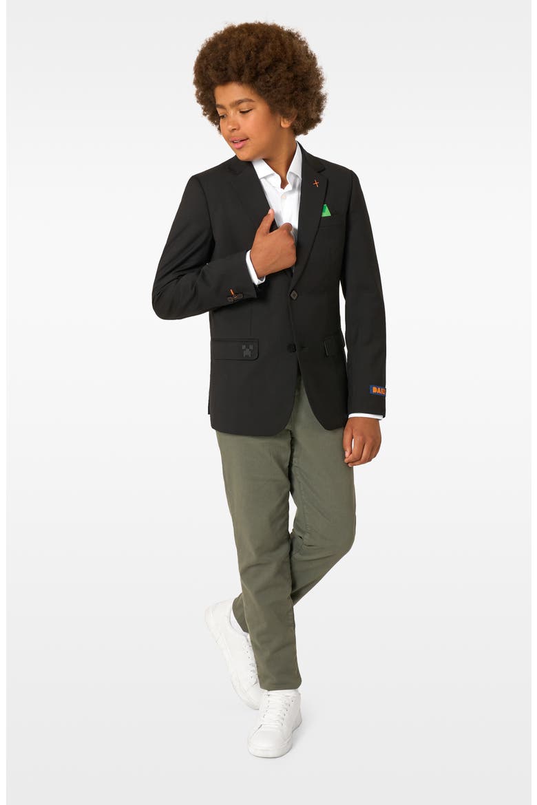 x Minecraft Kids' Daily Slim Fit Black Stretch Sport Coat, Alternate, color, BLACK