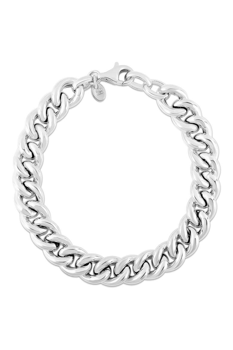 Sterling Silver Curb Chain Bracelet, Main, color, SILVER
