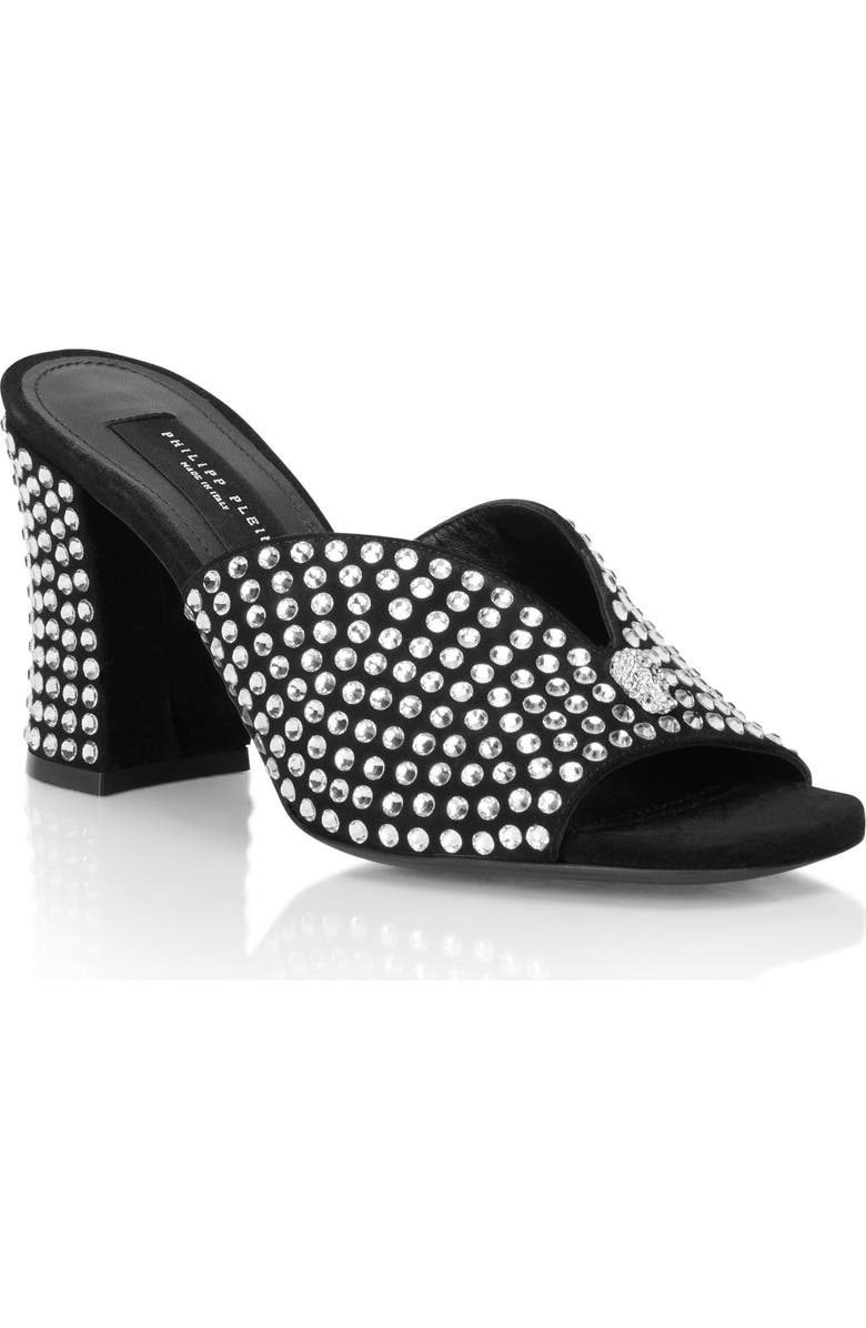 PHILIPP PLEIN Suede Platform Sandals Strass Women, Main, color, Black