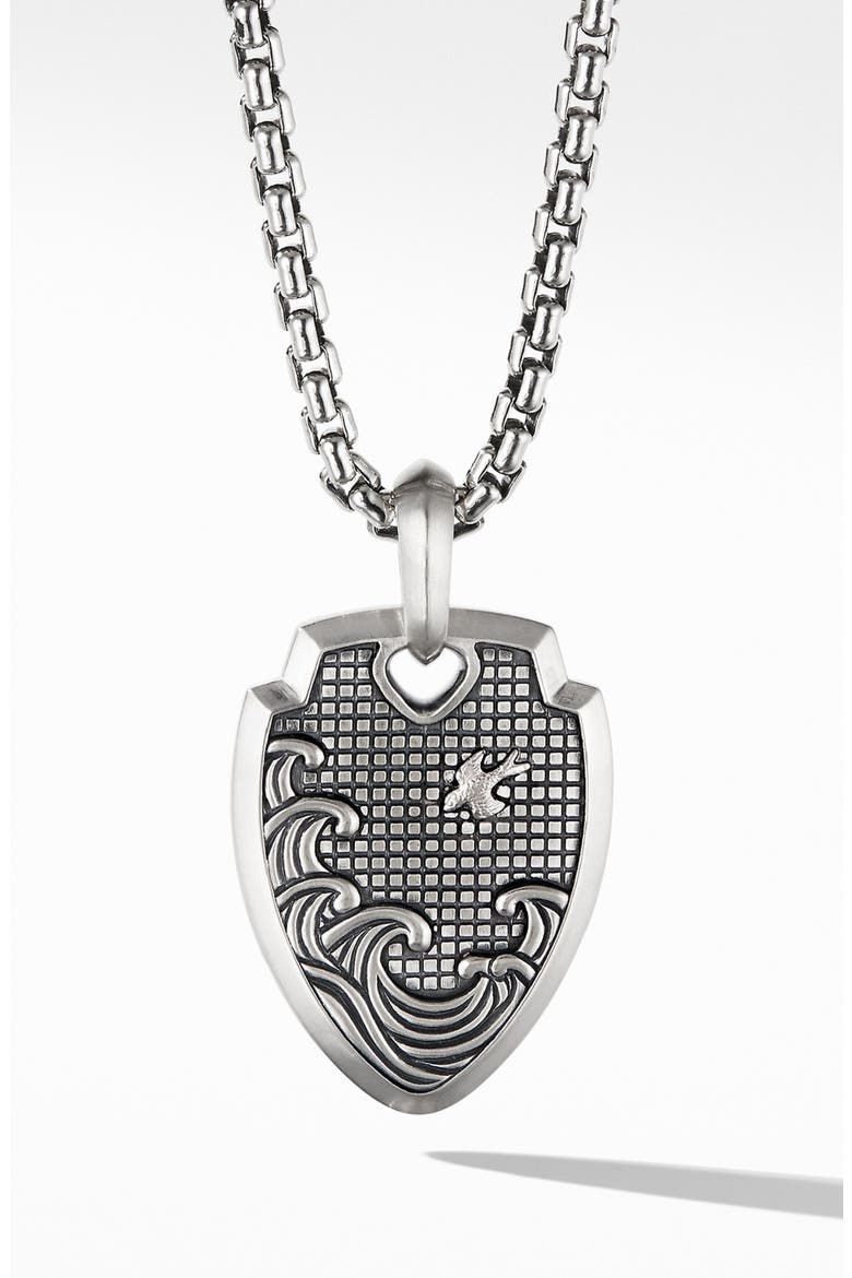 Waves Shield Pendant, Main, color, SILVER