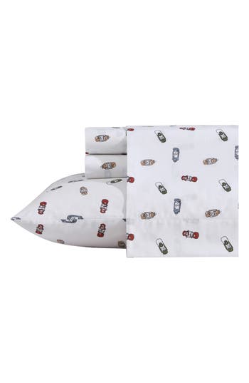 Eddie Bauer Explore Lantern Twin Cotton Percale Sheet Set In White