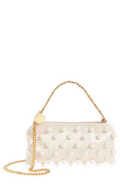 Mini Falabella Pearly Bead Embellished Satin Evening Bag