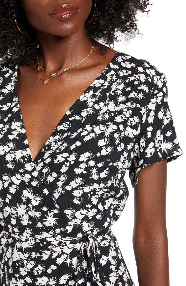 Leith Print Flutter Sleeve Wrap Dress, Alternate, color,