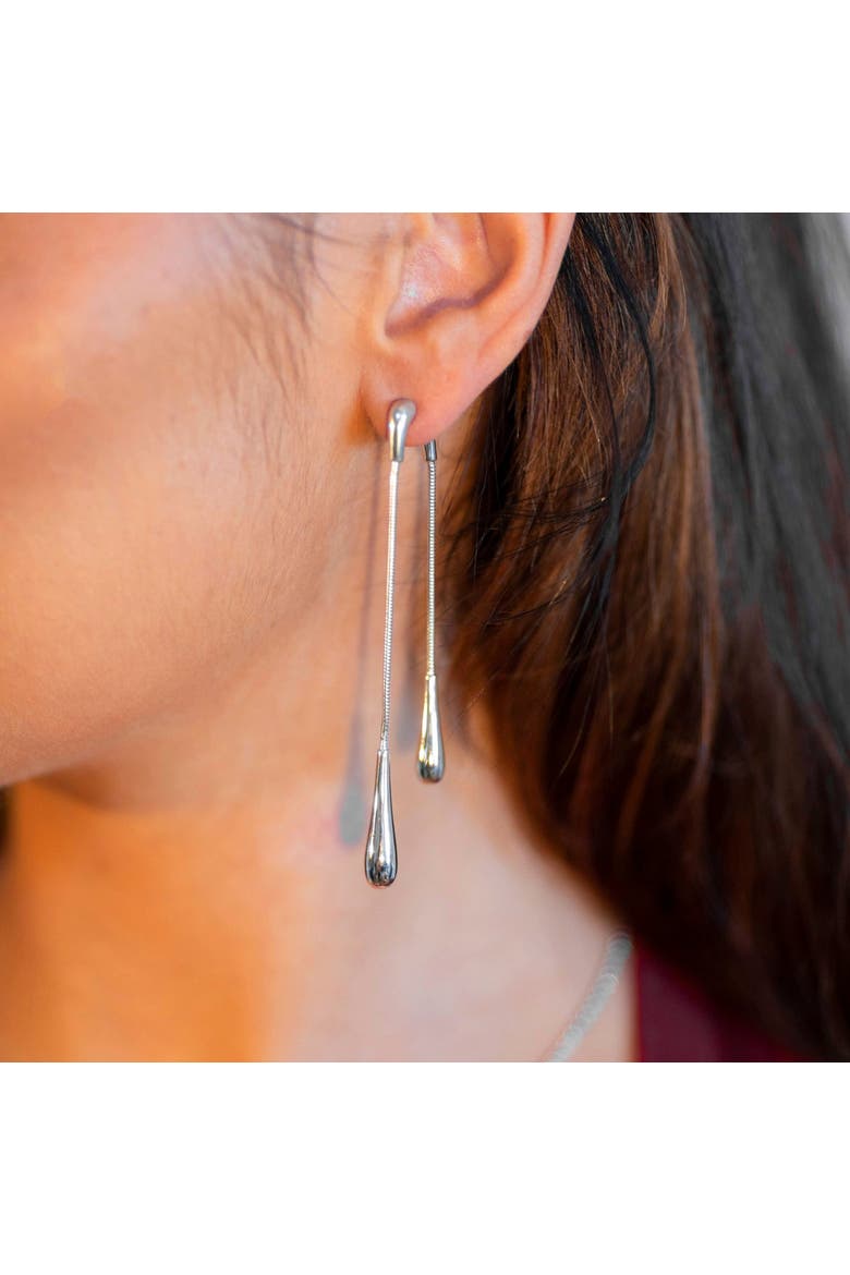 Double Drop Earrings Front and Back, Alternate, color, Sterling Silver