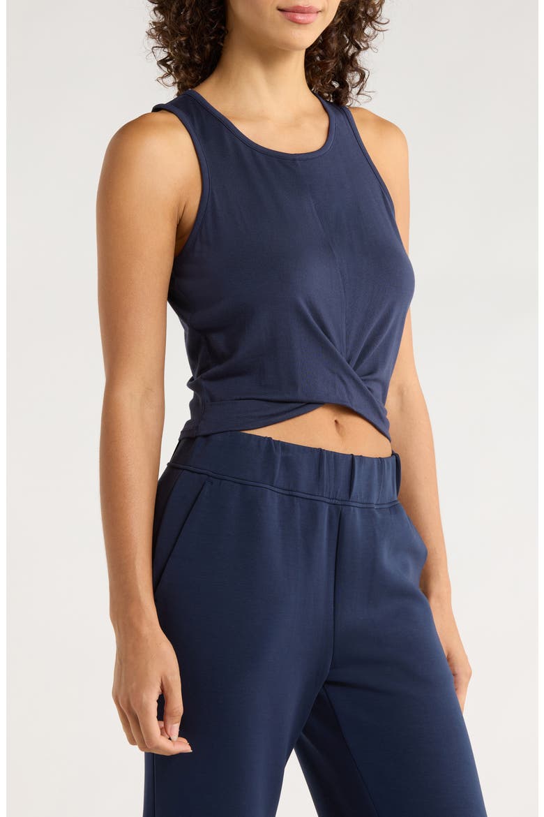 Twist Front Crop Tank Top, Alternate, color, NAVY BLAZER