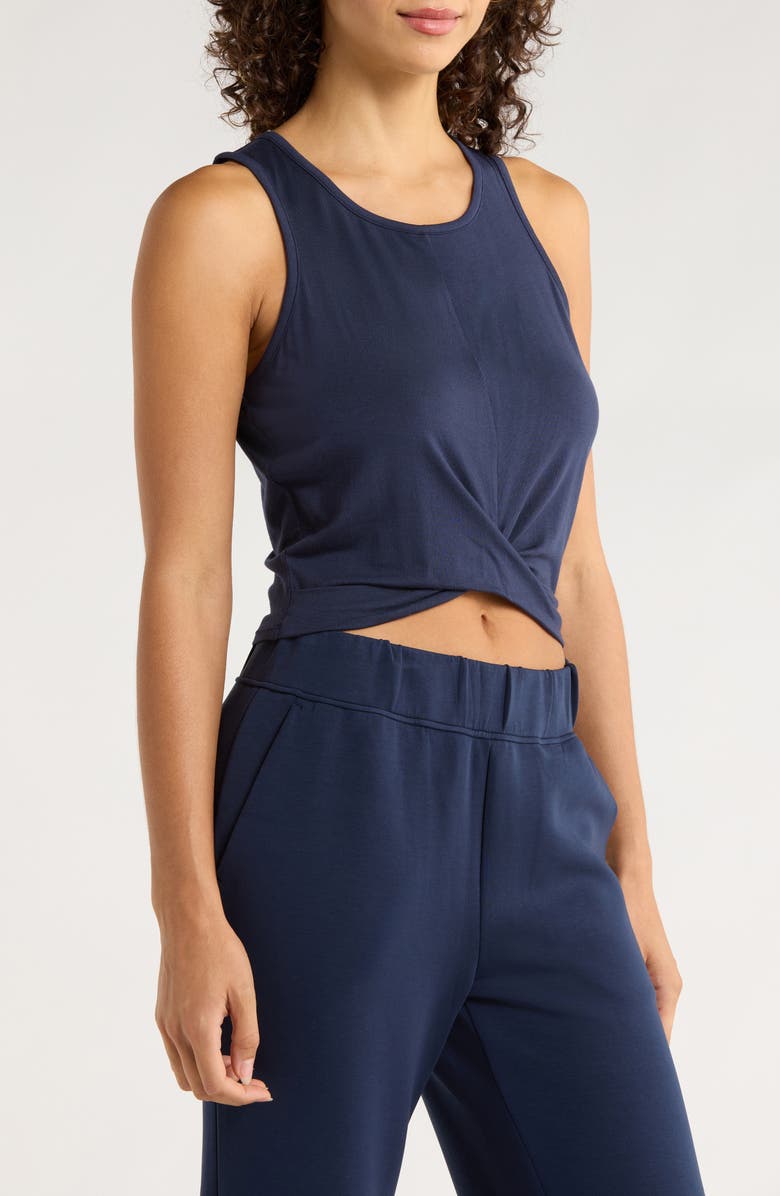 MPG Twist Front Crop Tank Top, Alternate, color, Navy Blazer
