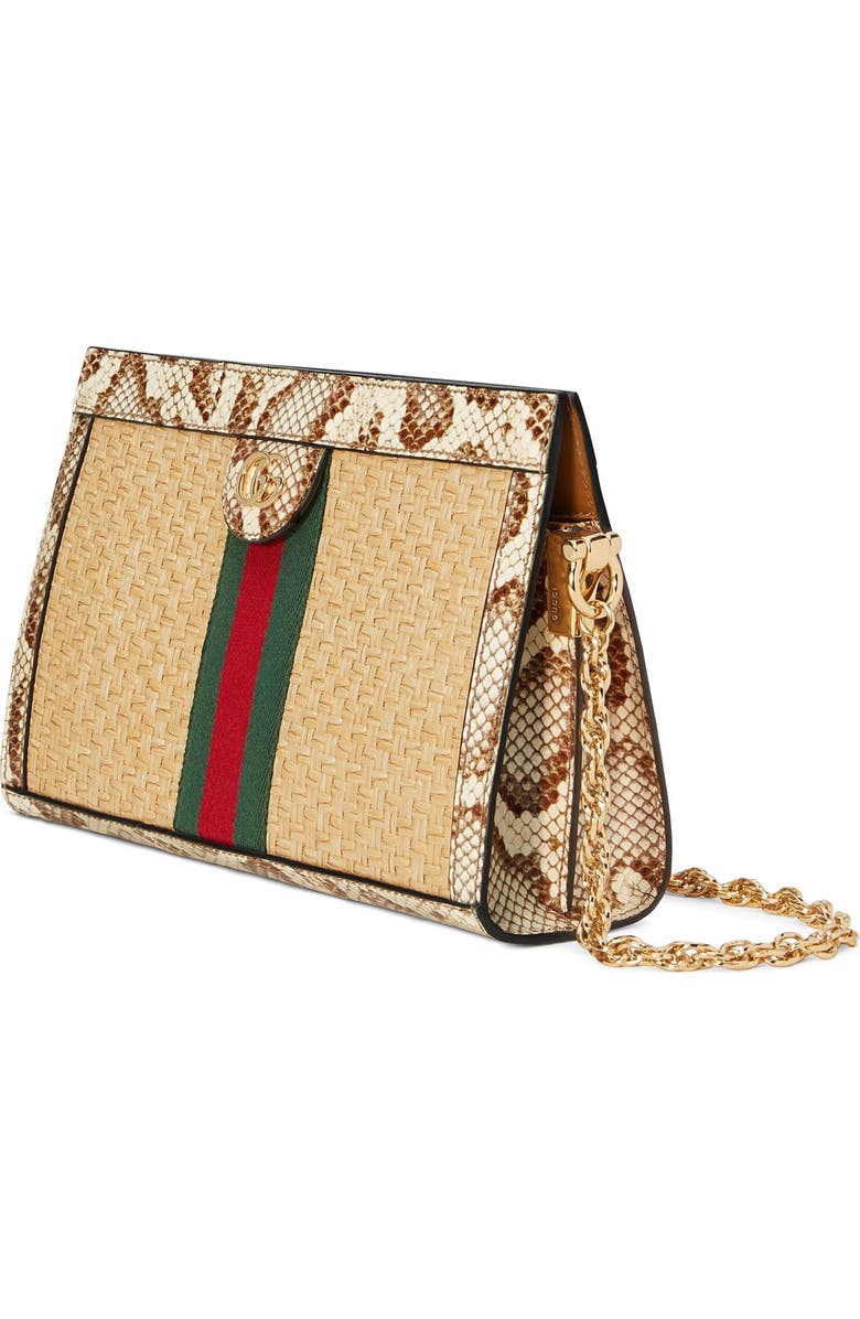 Gucci Genuine Snakeskin & Straw Shoulder Bag, Alternate, color,