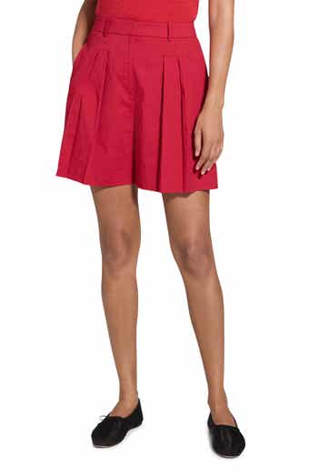 Theory Pleated Linen Blend Shorts