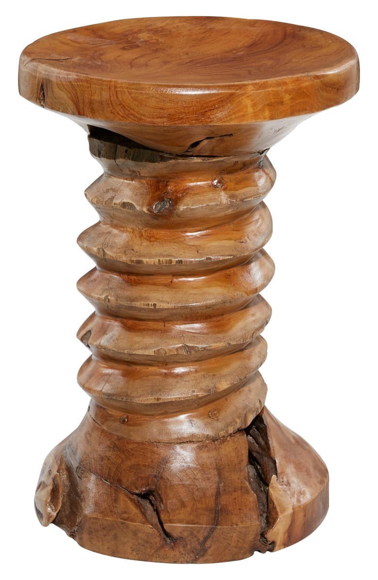 SONOMA SAGE HOME Brown Teakwood Rustic Accent Table with Coiled Base, Alternate, color, 