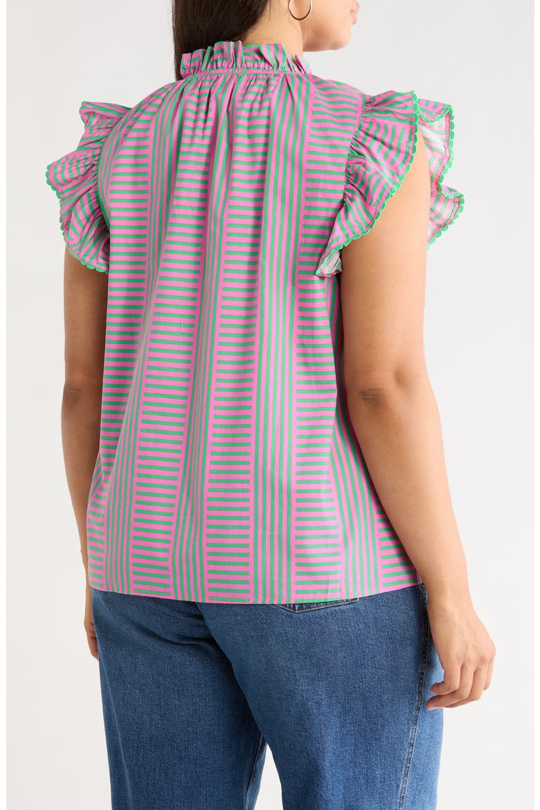 Valda Stripe Ruffle Top, Alternate, color, PINK-GRN-MUL