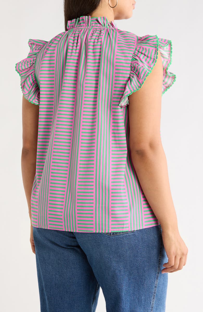 SUGARLIPS Valda Stripe Ruffle Top, Alternate, color, Pink-Grn-Mul