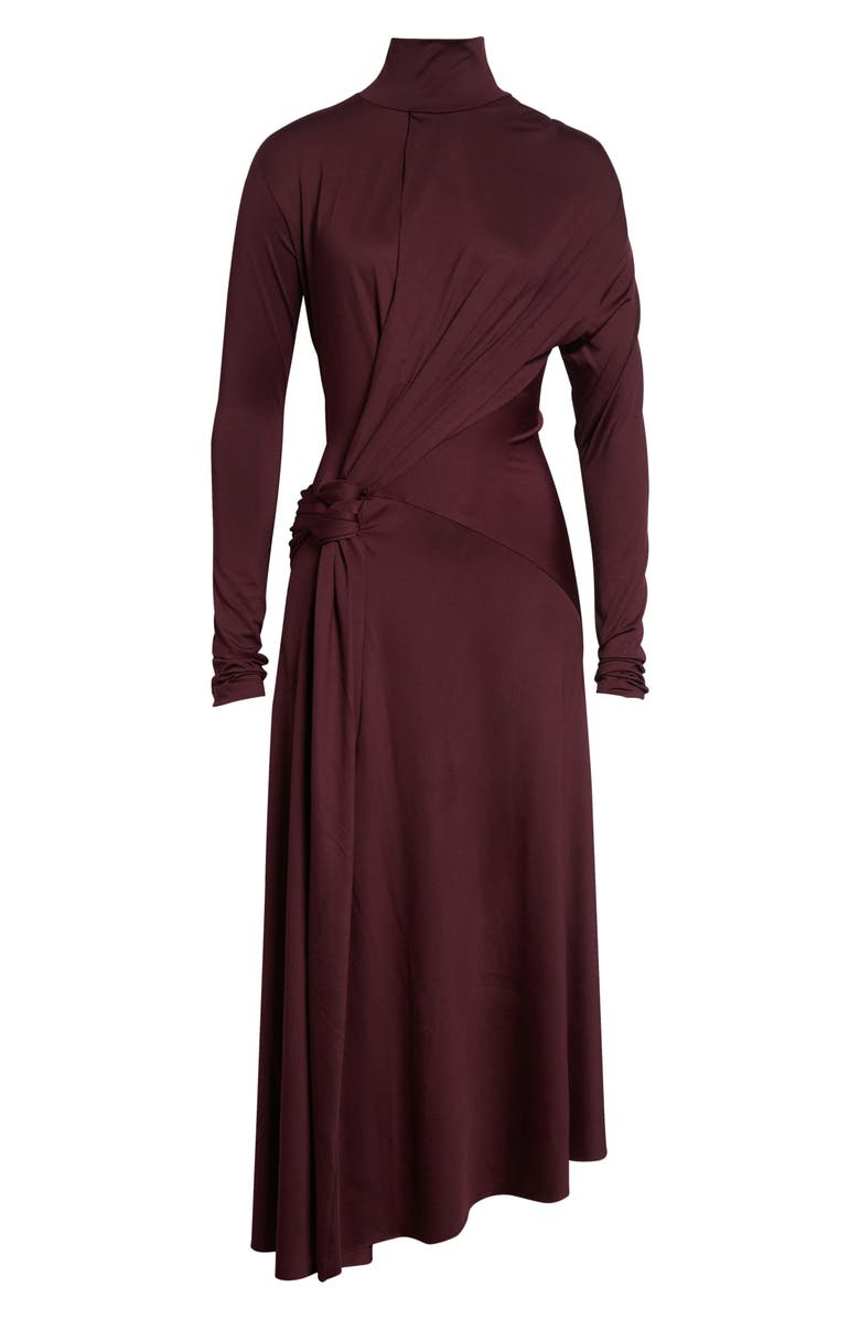 Victoria Beckham Asymmetric Mock Neck Long Sleeve Midi Dress, Alternate, color,