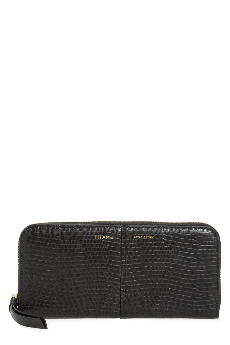 Les Second Embossed Continental Wallet, Main, color, NOIR LIZARD