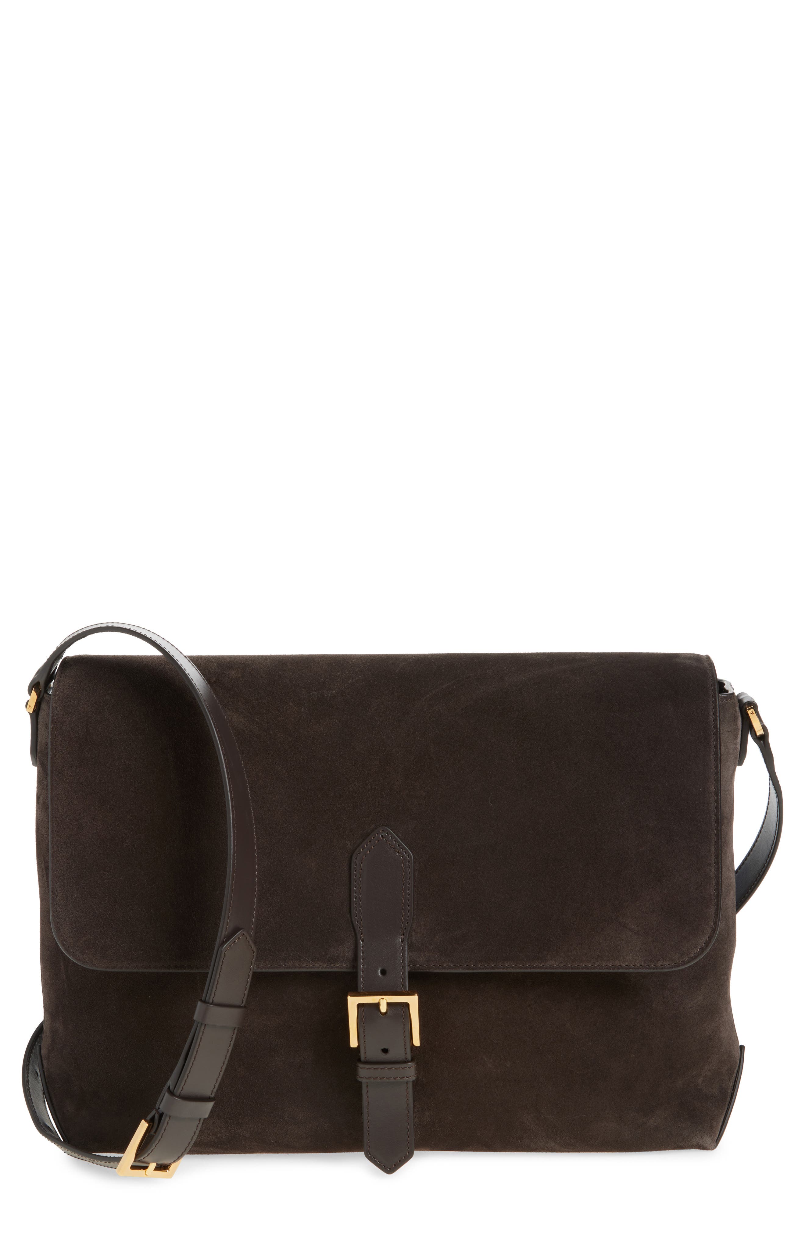 TOM FORD Suede Messenger Bag, Main, color, 