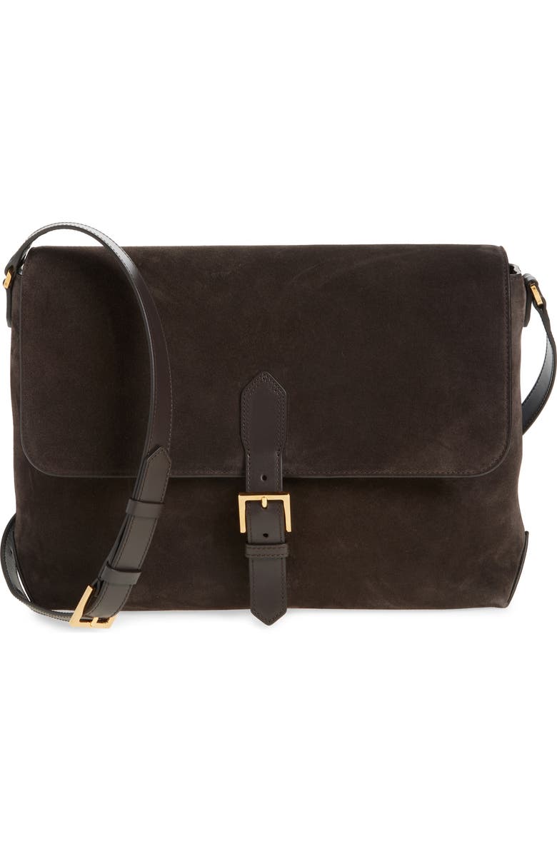 TOM FORD Suede Messenger Bag, Main, color,