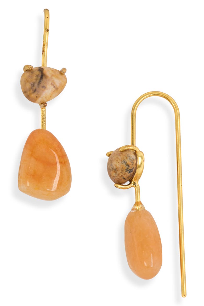 Stone Collection Threader Earrings, Main, color, PICTURE JASPAR