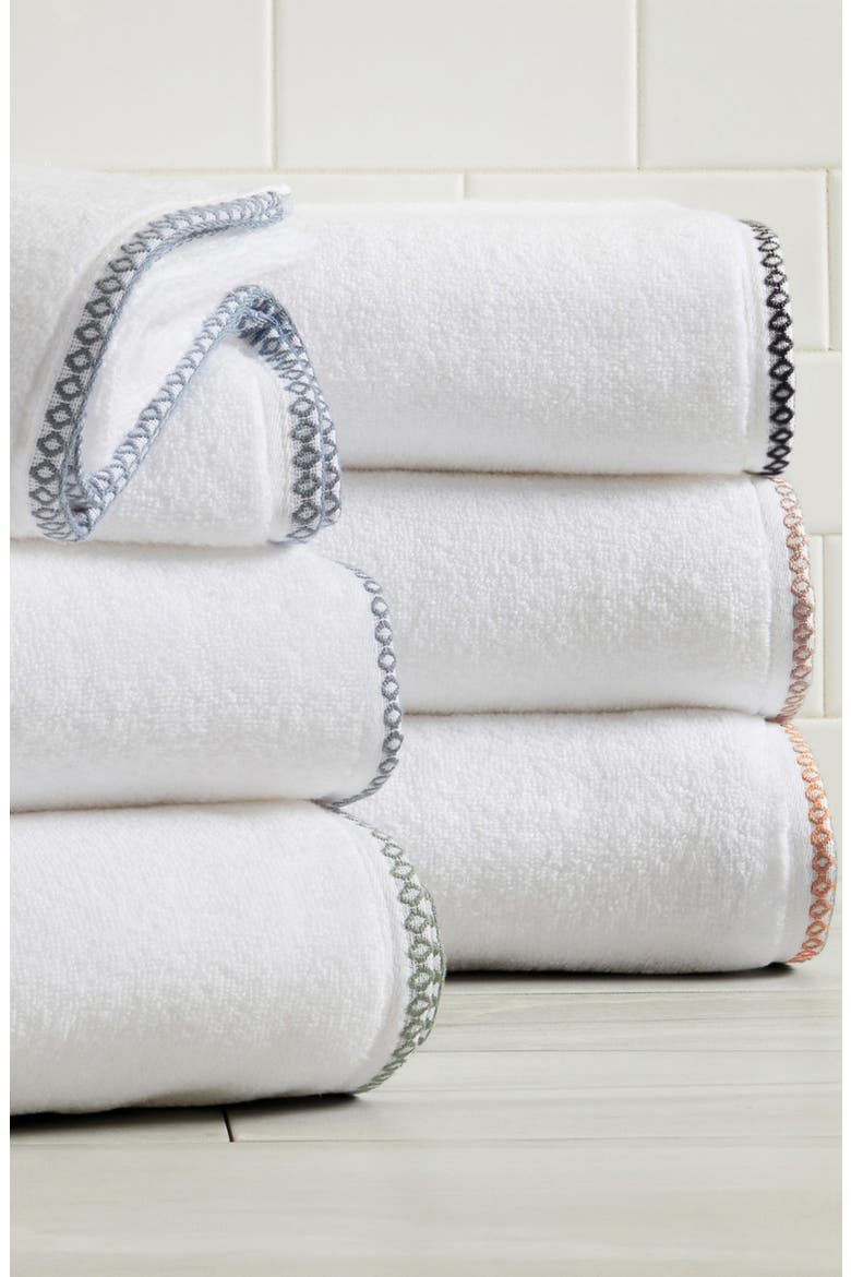 Border Stitch 12-Pack Cotton Hand Towels, Alternate, color, WHITE/ROSEWOOD