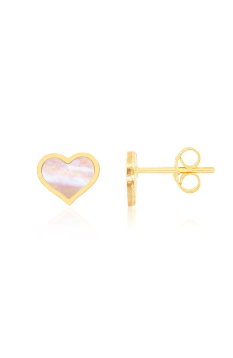 The Lovery Fine Jewelry Large Mother of Pearl Heart Stud Earrings, Main, color, Mother Of Pearl