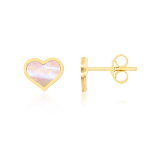 The Lovery Fine Jewelry Large Mother Of Pearl Heart Stud Earrings In Gold