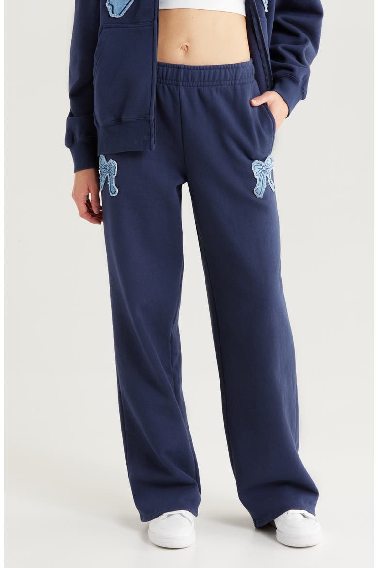 Denim Applique Baggy Sweatpants, Main, color, NAVY
