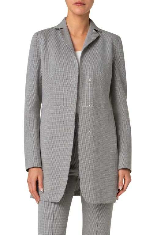 Akris Punto Microhoundstooth Longline Jacket In Black-cream