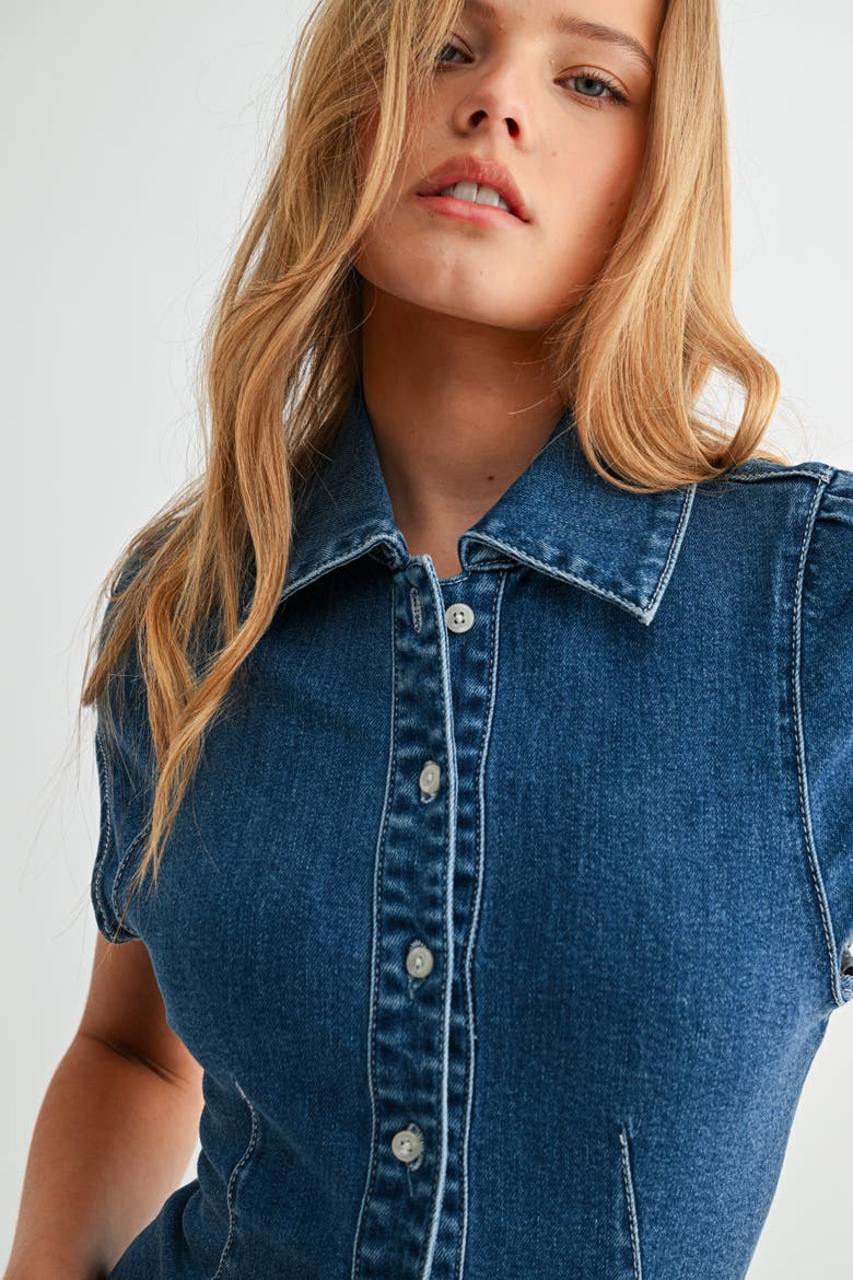 Denim Button-Up Shirt, Alternate, color, Medium Wash