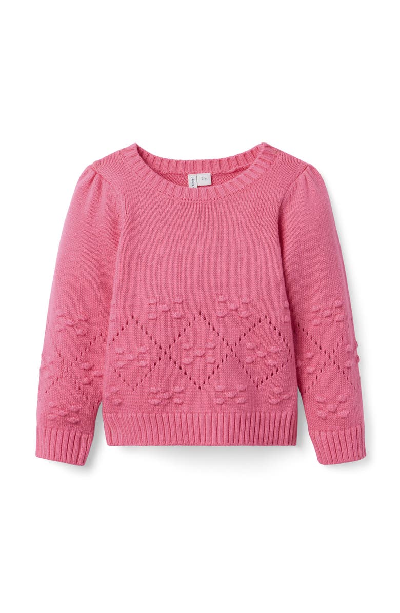 Janie and Jack Pointelle Textured Sweater, Main, color, Pink