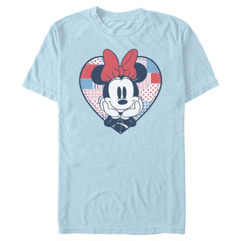 Men's Minnie Mouse Cute Patchwork Heart  Graphic T-Shirt