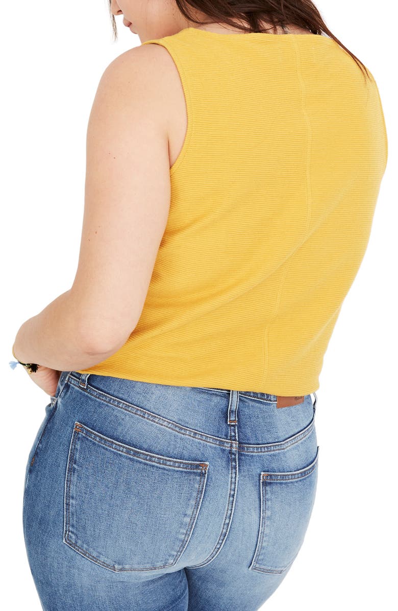 Madewell Texture & Thread Button Front Tie Tank, Alternate, color, 