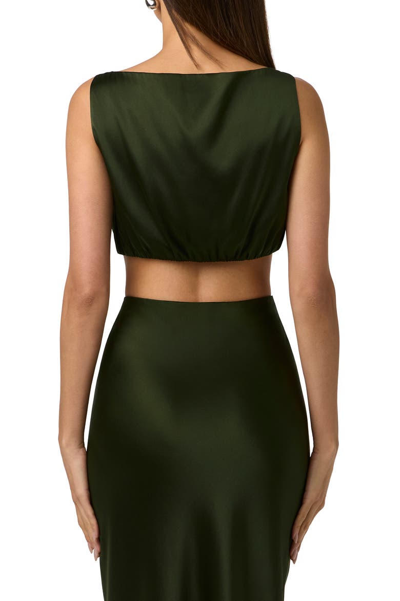 Cowl Neck Silk Blend Crop Tank, Alternate, color, NOIR GREEN