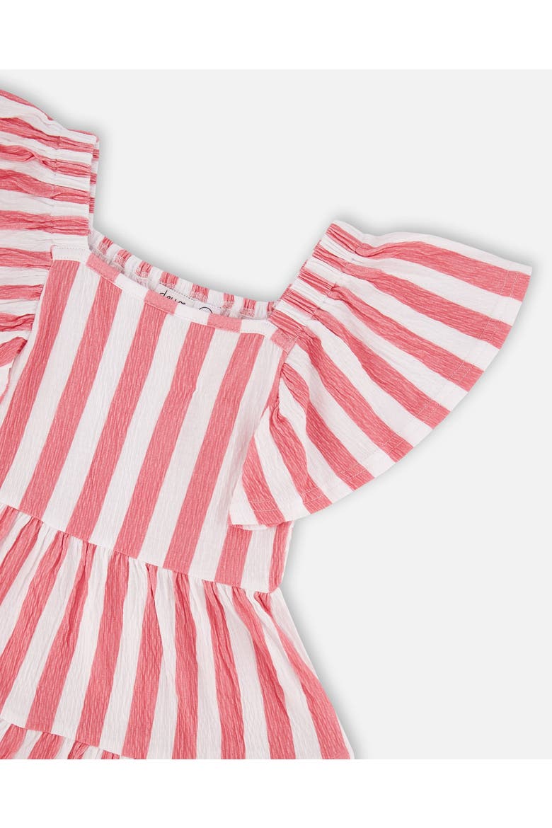 Short Sleeve Crinkle Jersey Stripes Dress, Alternate, color, White & Pink Stripes