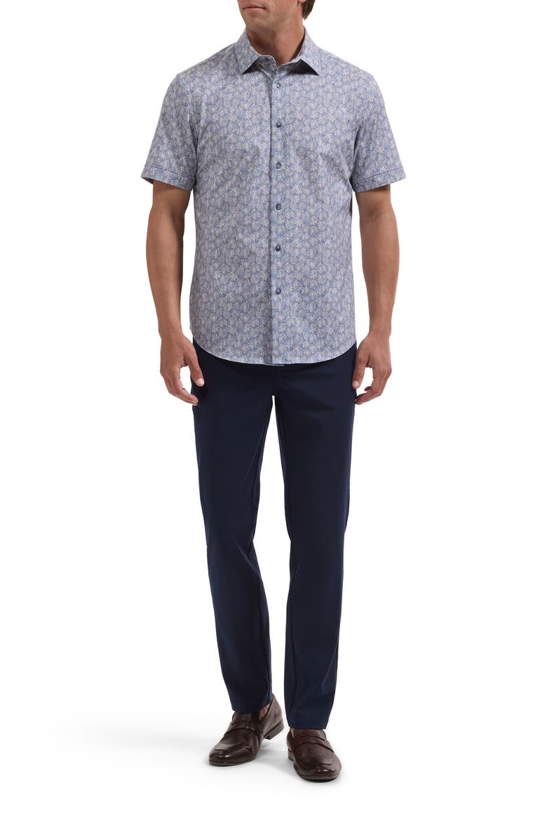 Miles OoohCotton® Print Short Sleeve Button-Up Shirt, Alternate, color, SLATE