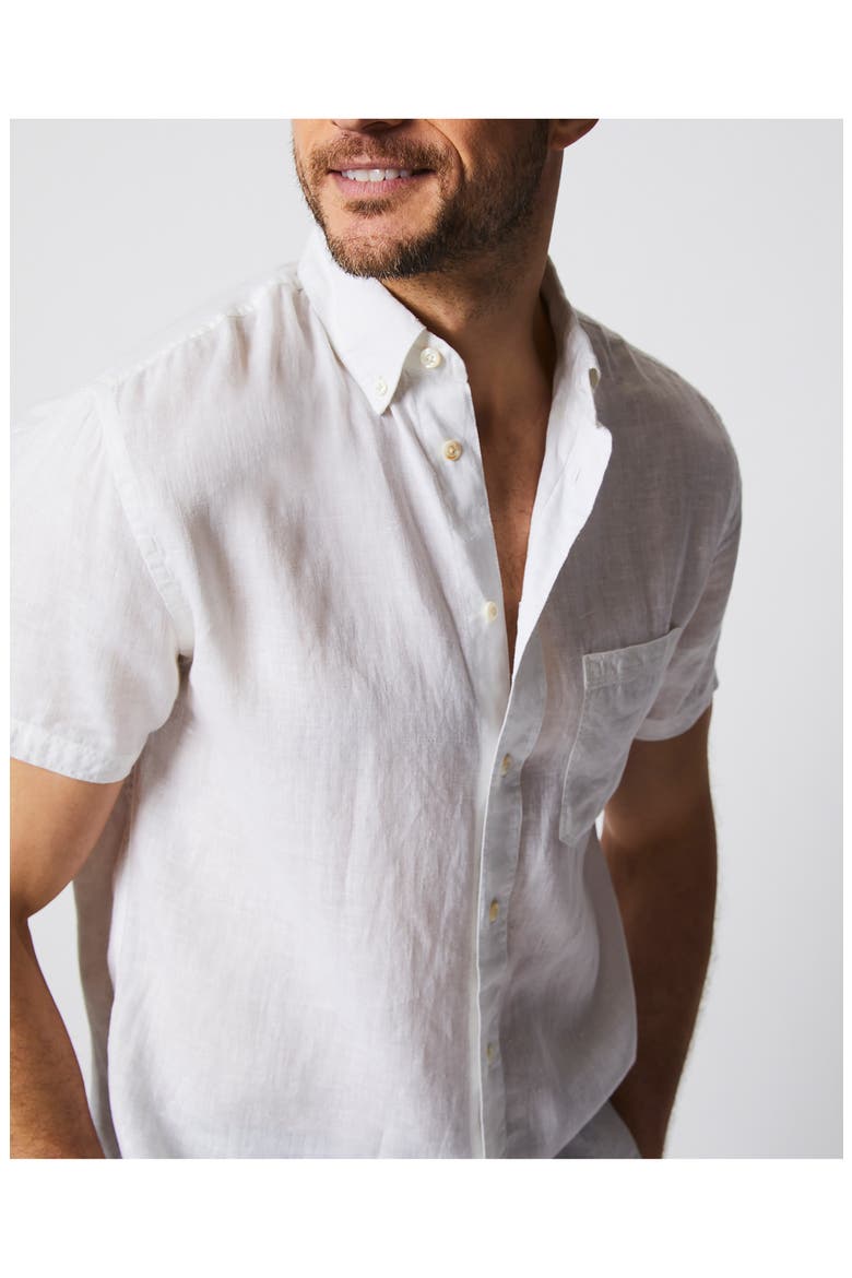 Tuscumbia Standard Fit Short Sleeve Linen Button-Down Shirt, Alternate, color, WHITE