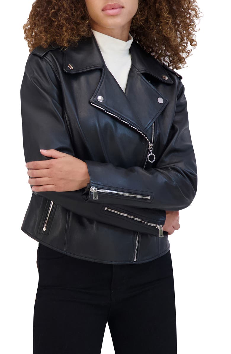 Andrew Marc Bijou Leather Moto Jacket, Alternate, color, 