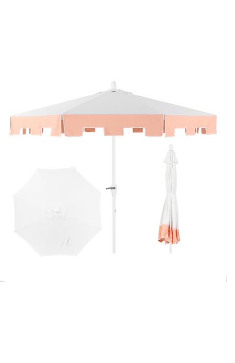 Baiona 9 ft. Classic MidCentury Market Patio Umbrella with UV Protection, Auto-Tilt, Crank and Wind Vent