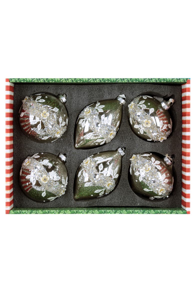 Floral Lace Ornament, Box of 6, Alternate, color, Champagne Silver