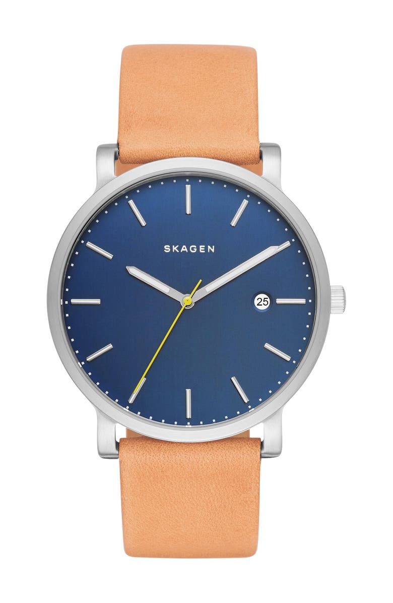 Skagen Hagen Leather Strap Watch, 40mm, Main, color, 