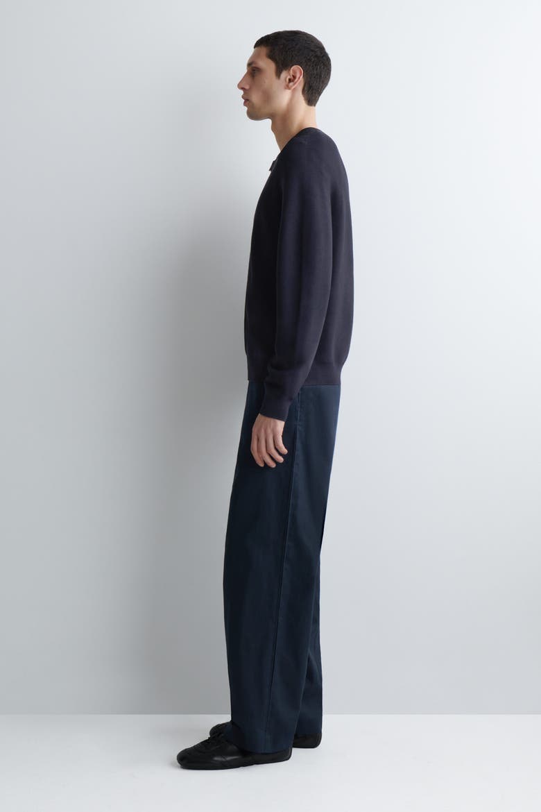 Racer-Neck Knitted Jacket, Alternate, color, NAVY