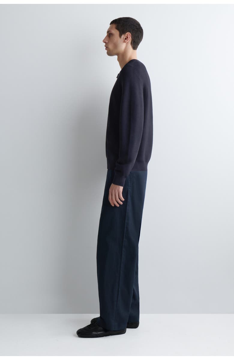 COS Racer-Neck Knitted Jacket, Alternate, color, Navy