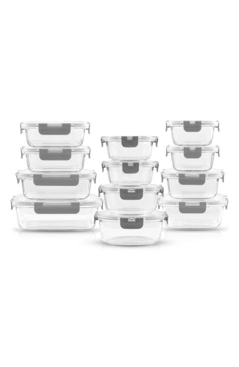24-Piece Glass Food Storage Containers with Airtight Lids