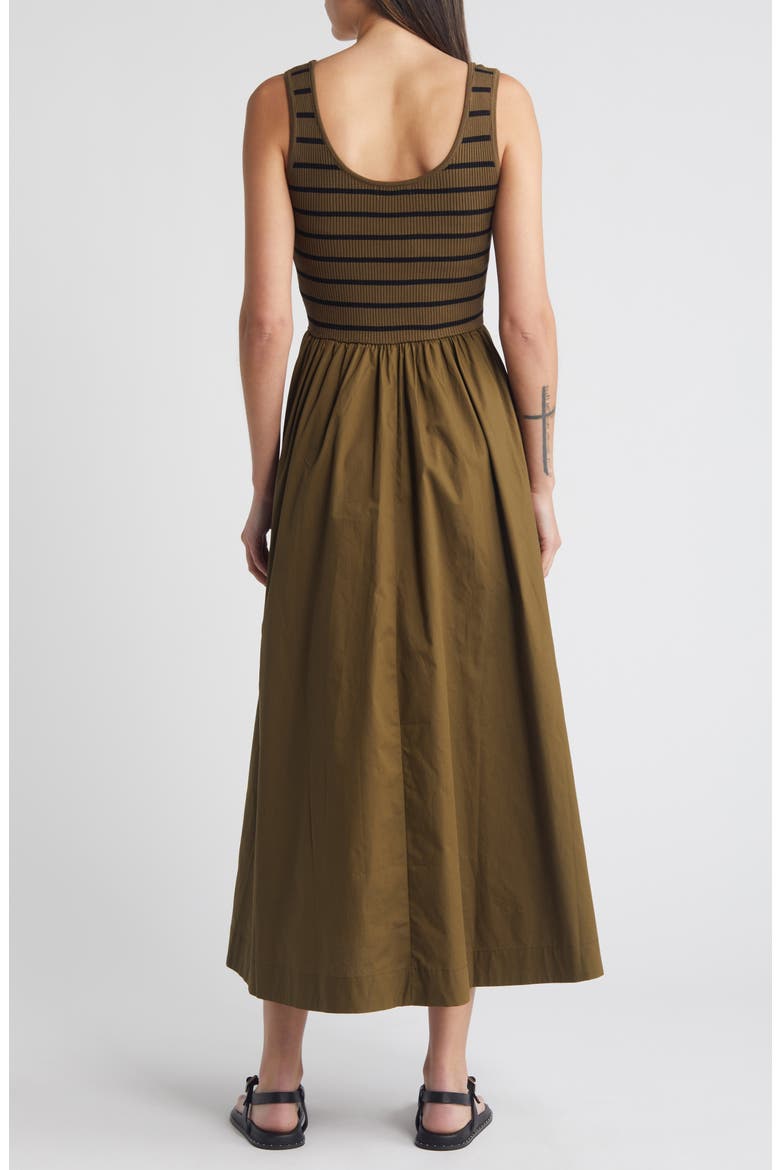 Ribbed Bodice Maxi Sundress, Alternate, color, OLIVE/ BLACK