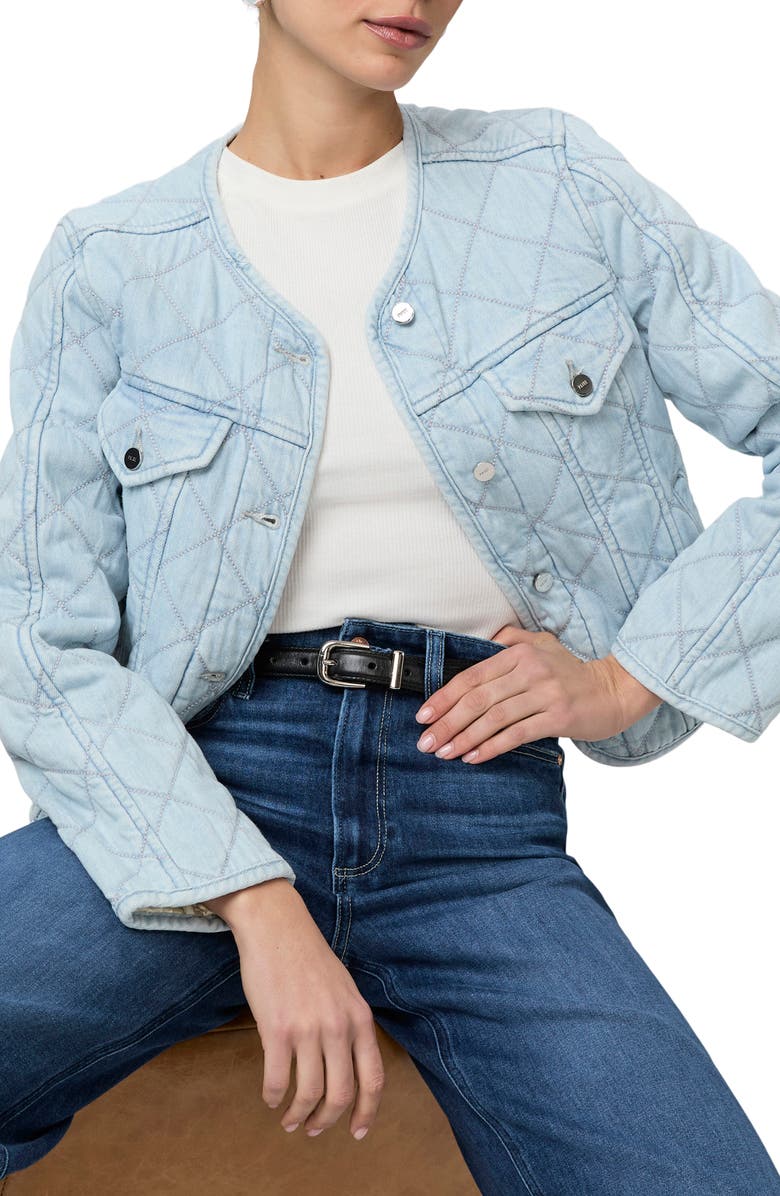 PAIGE Jayla Quilted Crop Denim Jacket, Alternate, color, Aella