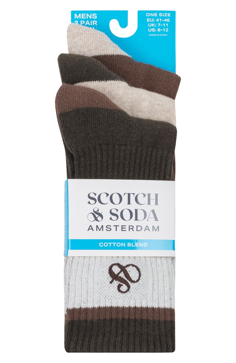 Scotch & Soda 3-Pack Quarter Length Socks, Alternate, color, Green