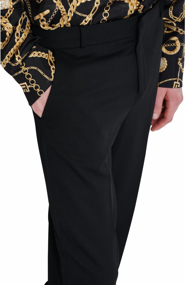 Balmain Straight-Leg Tailored Wool Trousers, Alternate, color, Black